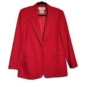 Vintage Sag Harbor Women's 8 Wool Blend Red Blazer Jacket Business Old Money
